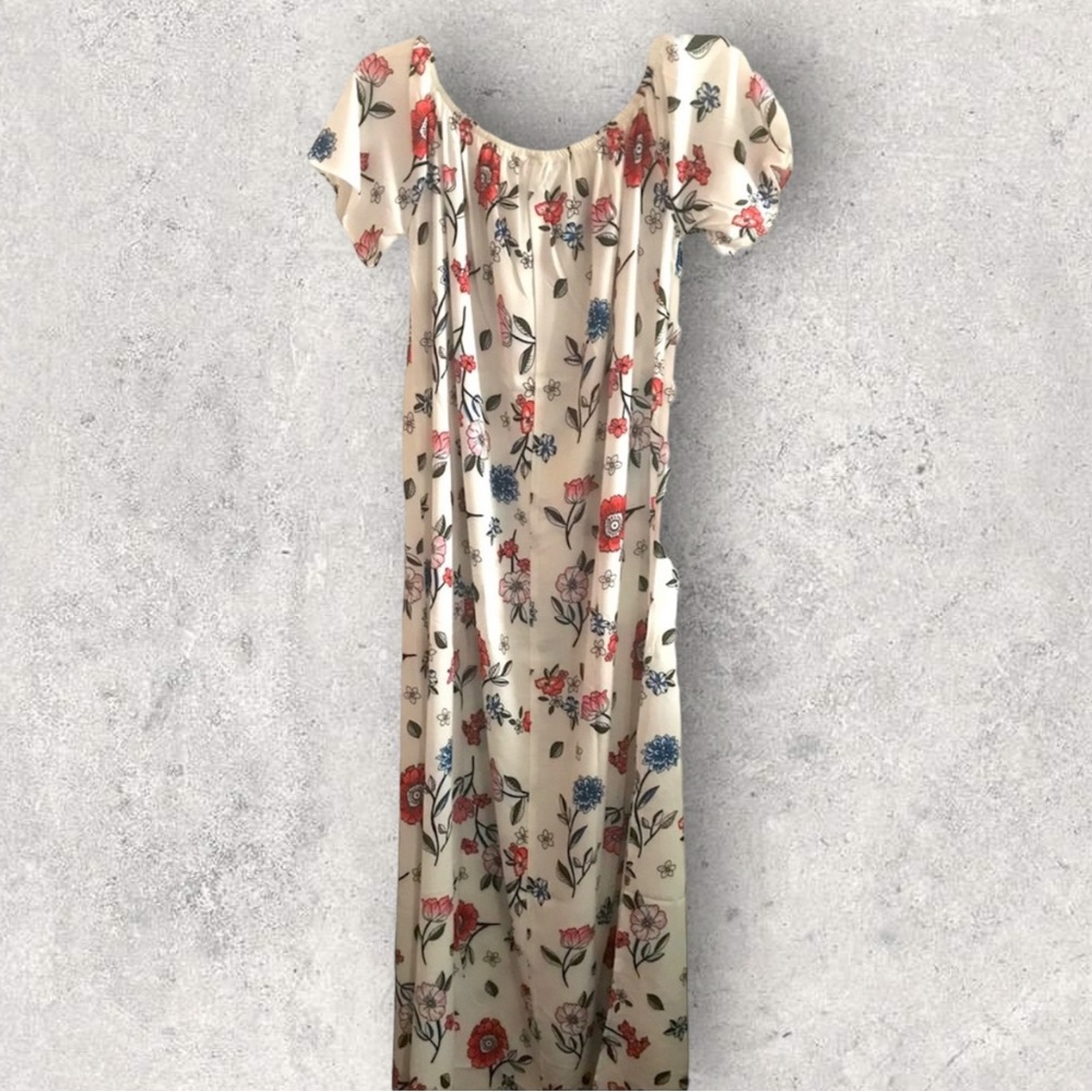Milan Kiss Women’s Large Floral Off-Shoulder Maxi Dress Lightweight Side Slit - Picture 3 of 7